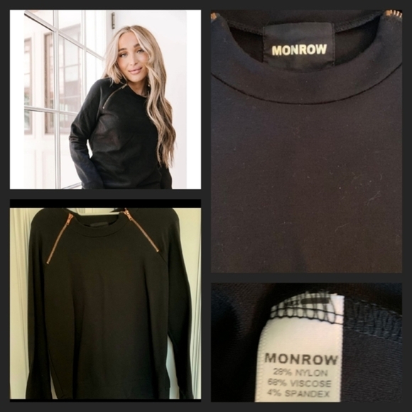 MONROW‎ Shoulder Zip-Up Zip  Sweatshirt - Picture 1 of 1